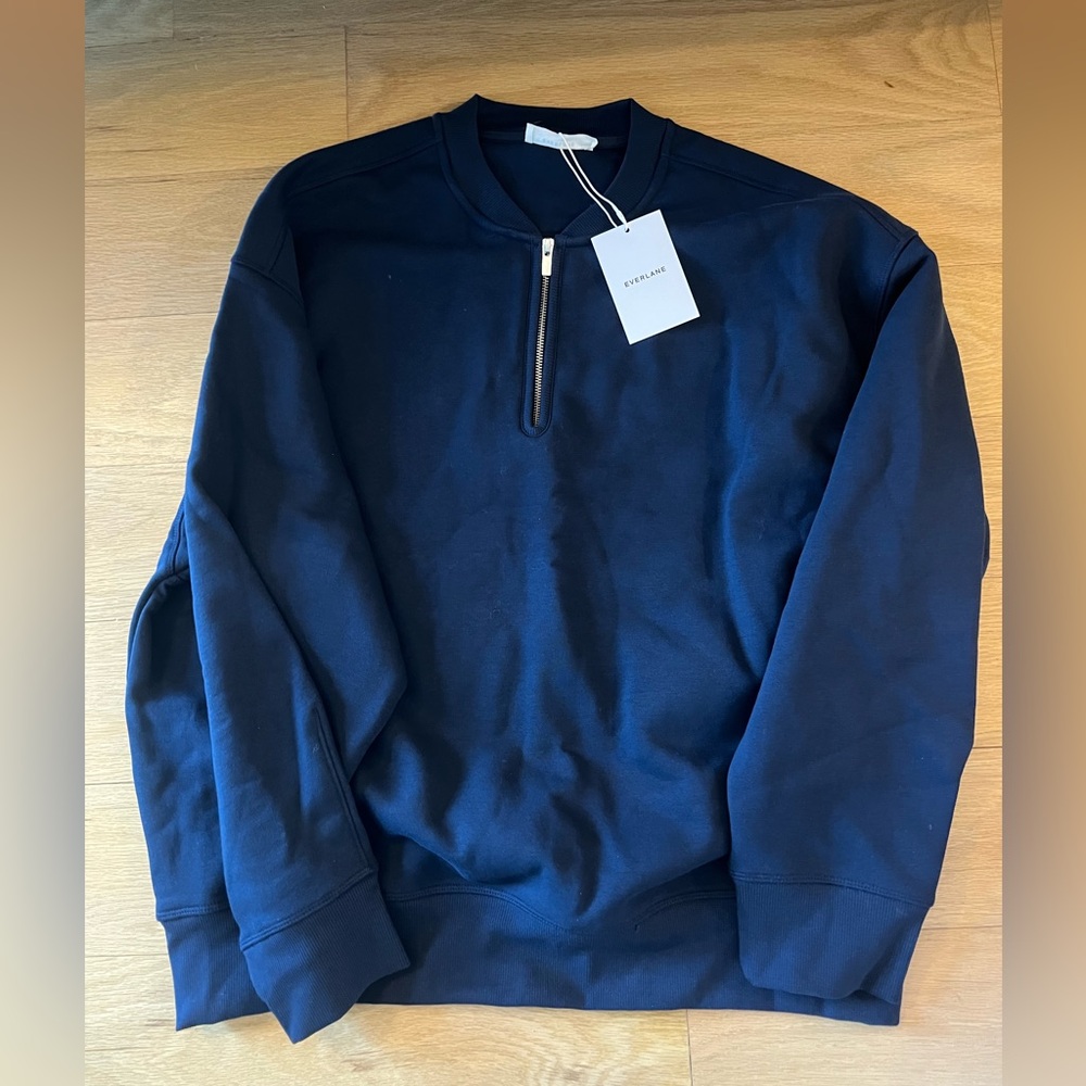 Everlane Men's Zip Up Sweater in Navy